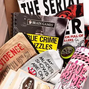 True Crime Addict Date With a Book Box & True Crime Novel Themed Cup, Novel, Coloring book and True Crime Puzzles
