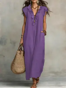 Bohemian Flying Sleeves Floor Length Skirt, Spring Summer New Arrival, European and American Casual Style, Women's Fashion Dress