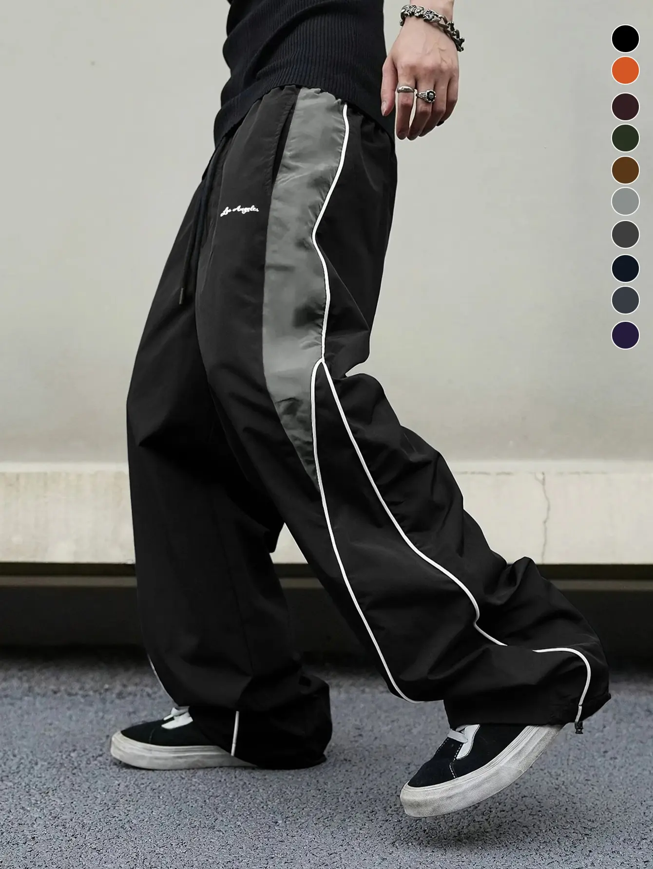 Men's wide-leg pants, street style trendy men's young fashion loose drawstring waist pants, suitable for daily wear, going out, sports leisure, school, parties, music festivals, casual occasions.Can be given as a gift to friends, boyfriend, etc.
