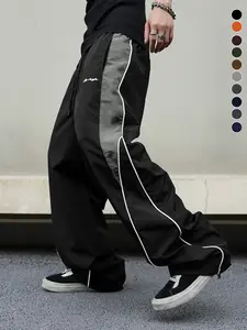 Men's wide-leg pants, street style trendy men's young fashion loose drawstring waist pants, suitable for daily wear, going out, sports leisure, school, parties, music festivals, casual occasions.Can be given as a gift to friends, boyfriend, etc.