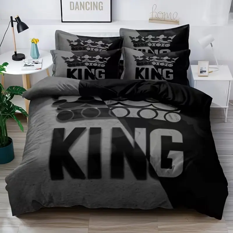 King Size Printed Bedding Set, Includes Duvet Cover & Pillowcases, High-Definition Seasonal Print, Decorative Pattern Bedding Set, Home & Dormitory Use, Easy Care, Bedroom Bedding Set, Bed Sets