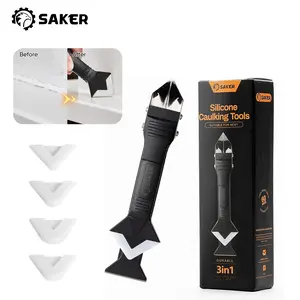 Saker Silicone Caulking Tool - 3 in 1 Sealing Finishing Tool Grouting Scraper for Bathroom, Floor, Window, Sink Joints, Frame