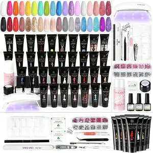 SAVILAND 36Colors Poly Gel Nail Kit – All-in-One Extension Set with Mini UV Lamp & Slip Solution for Easy Home DIY or Gift summervibes