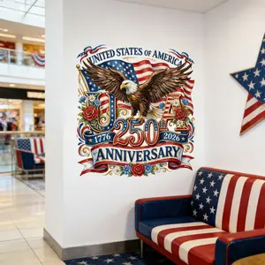 New Independence Day 250th Anniversary USA Atmosphere Wall Stickers for July 4th, Bedroom Holiday Decoration Wall Decals