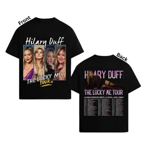 Hilary Duff The Lucky Me Tour 2026 T-Shirt, Vintage Y2K Pop Concert Tee, Two Sided Tour Dates Shirt, Hilary Duff Fan Merch