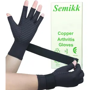 Copper Arthritis Gloves with Adjustable Wrist Strap for Women Men, Fingerless Compression Gloves for Arthritis, Carpal Tunnel, Pain Relief, Swelling, Rheumatoid, Typing (Small/Medium)