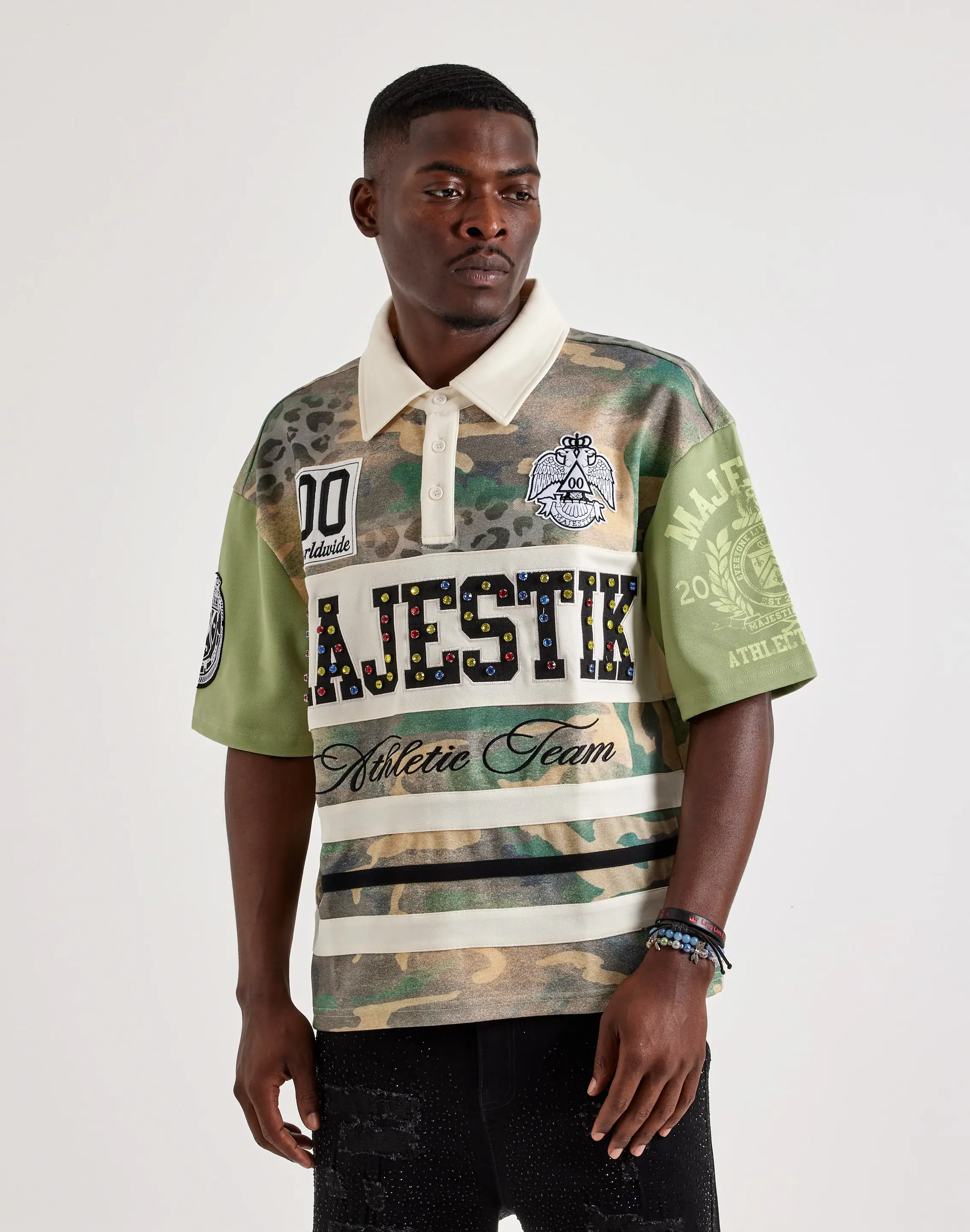 Mens Majestik Camo Rugby Polo