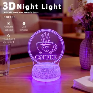 Multicolor Coffee Cup 3D Carved Night Light Led Neon Sign, USB Powered Home Decor Indoor Cafe, Living Room Bar Kitchen Office Daily Decoration Lamp