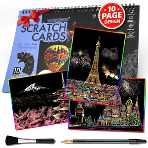Scratch Art Book(A4-10Page) for Adults & Teens - ASR -Relieving Scratch Off Art |  by Scratch Kit Set | Travel Landarks & Engraving Art | Creative  for Adults (Colorful City Series B)