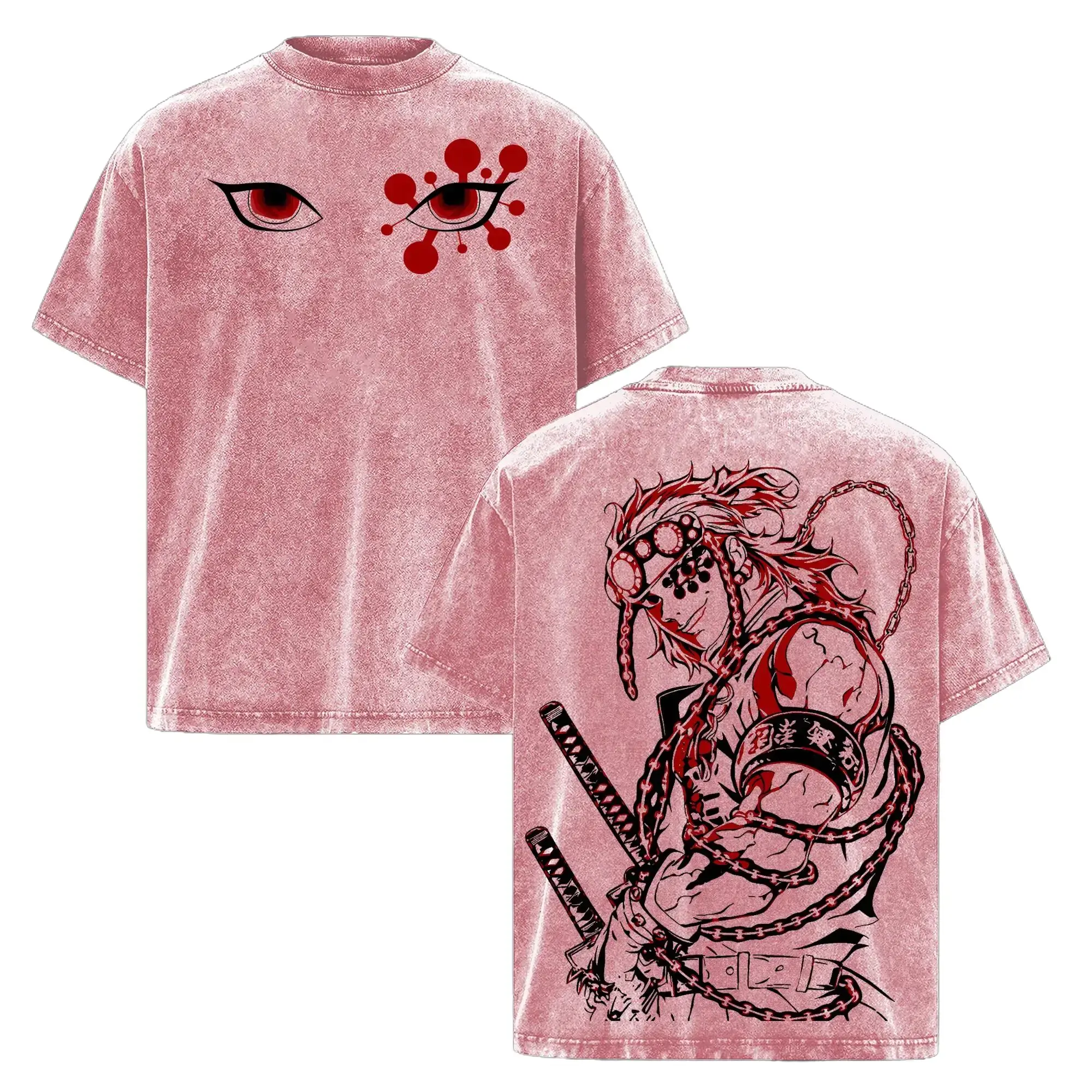 Tengen Uzui Demon Slayer Anime Graphic Tee, Vintage Washed Heavyweight Cotton Oversized T-Shirt, Sound Hashira Streetwear Shirt