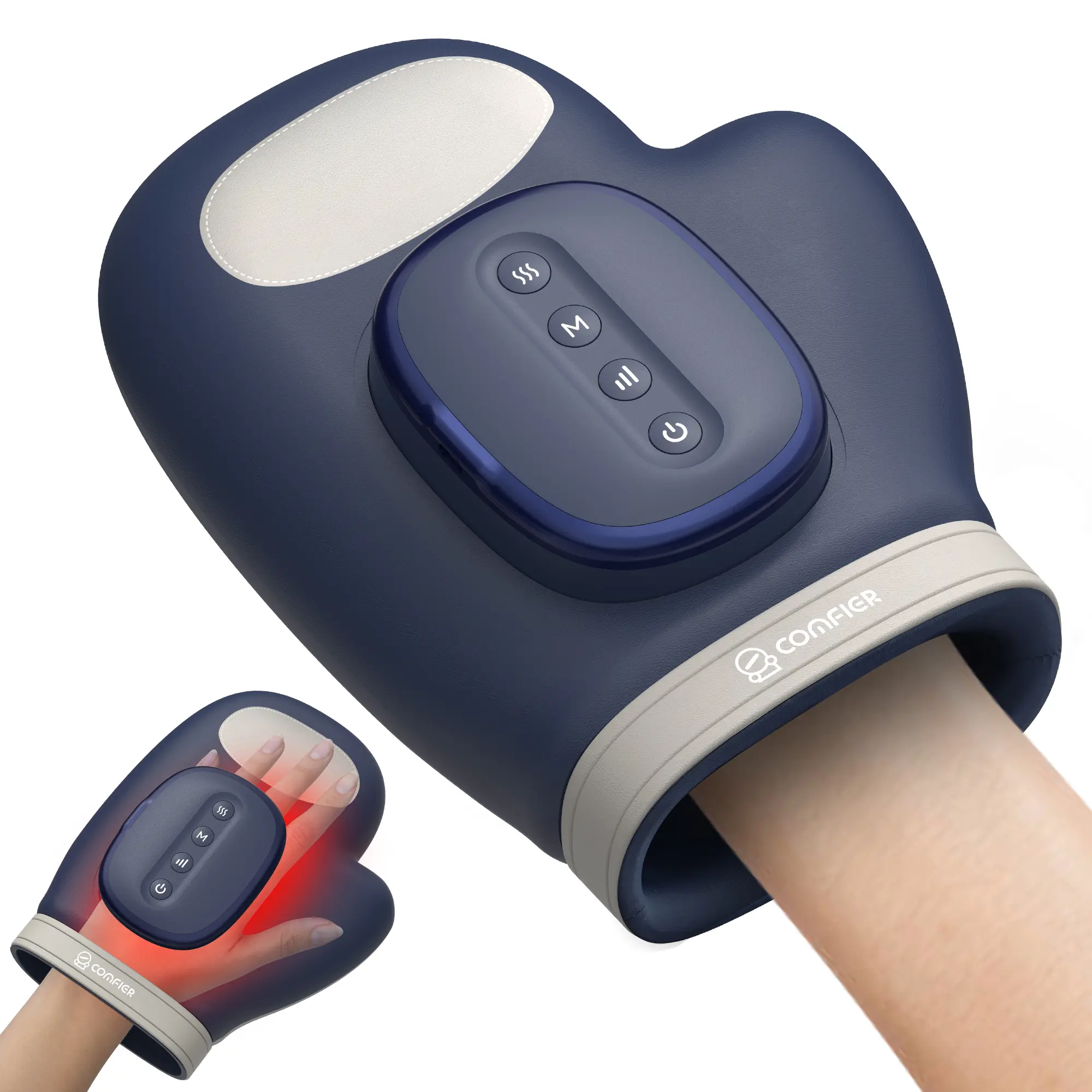 Comfier Cordless Hand Massager with Heat and Compression for Arthritis & Carpal Tunnel Pain Relief, USB Rechargeable Electric Therapy Device for Self-Care, Usb Rechargeable Massagers