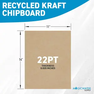 MagicWater Chipboard Sheet for DIY Projects - 11x14 Inch - 22 pt - Heavy Duty Kraft (0.020 Inch Thick) Paperboard, for Scrapbooking, Books, Picture Frame Backing, Arts Project & Crafts