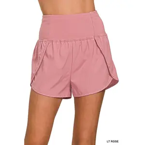 Zenana High Waisted Zippered Back Pocket Running Shorts