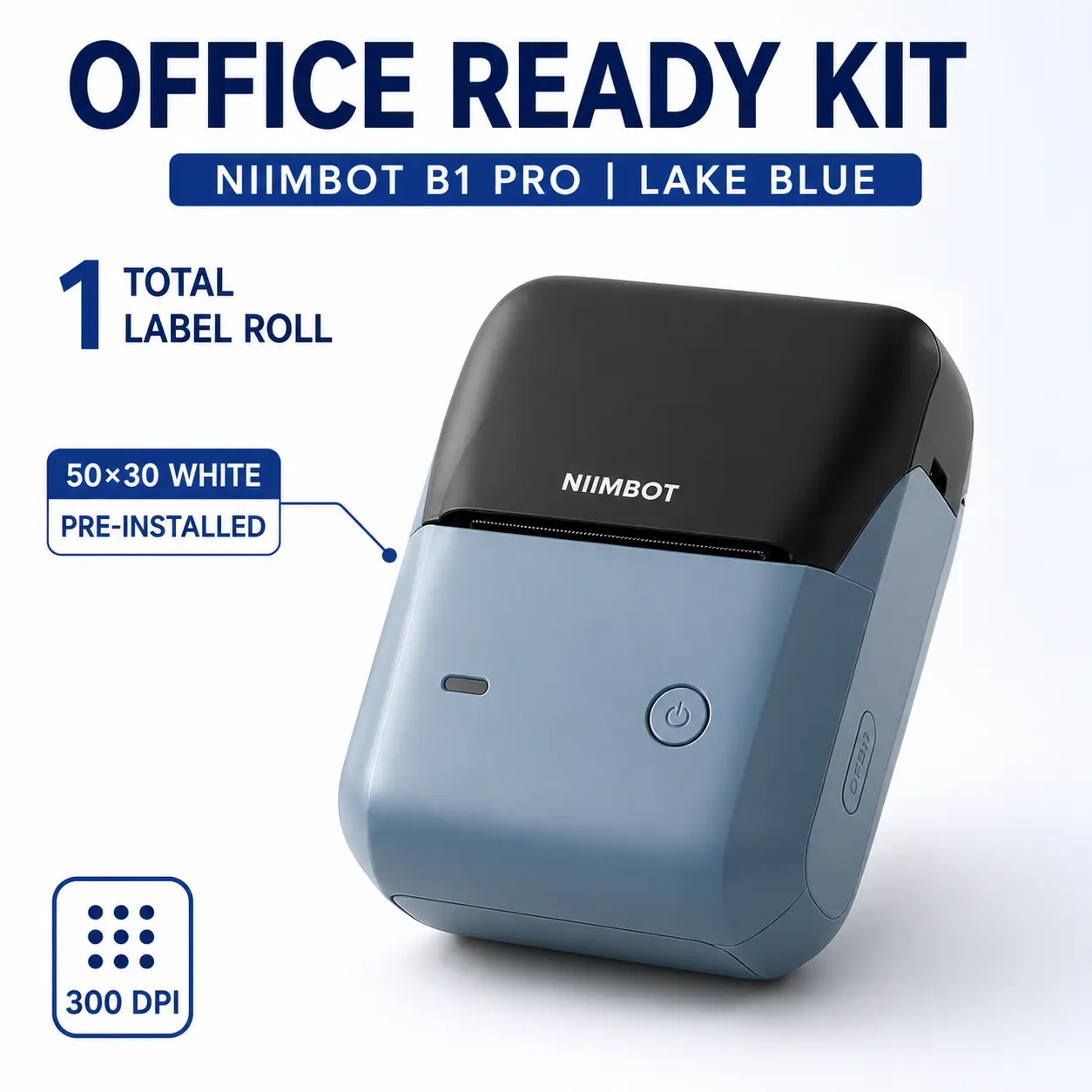 NIIMBOT B1 Pro 300 DPI Bluetooth Direct Thermal Label Maker for Office Files, Inventory, Packaging & Storage - 1, 4 or 7 Roll Kits