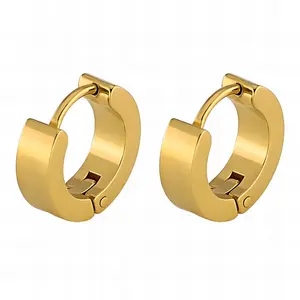 Risa Basic Hoop Earrings, 18K Gold Plated Steel Hoop Earrings, waterproof hypoallergenic trendy fashion jewelry