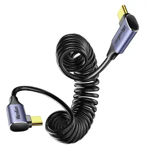 Coiled USB-C Cable for Android Auto & CarPlay, PD 100W Fast Charging Type-C Cable, USB 2.0 Data Cable 480Mbps Compatible with iPhone 17/16/15, Samsung Galaxy S24 S23, Google Pixel (Angled to Angled)