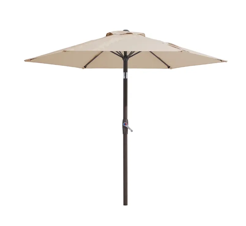 Napwant 7.5ft Steel Patio Umbrella, 6 Sturdy Ribs Outdoor Table Umbrella with Push-Button Tilt & Crank for Garden, Deck