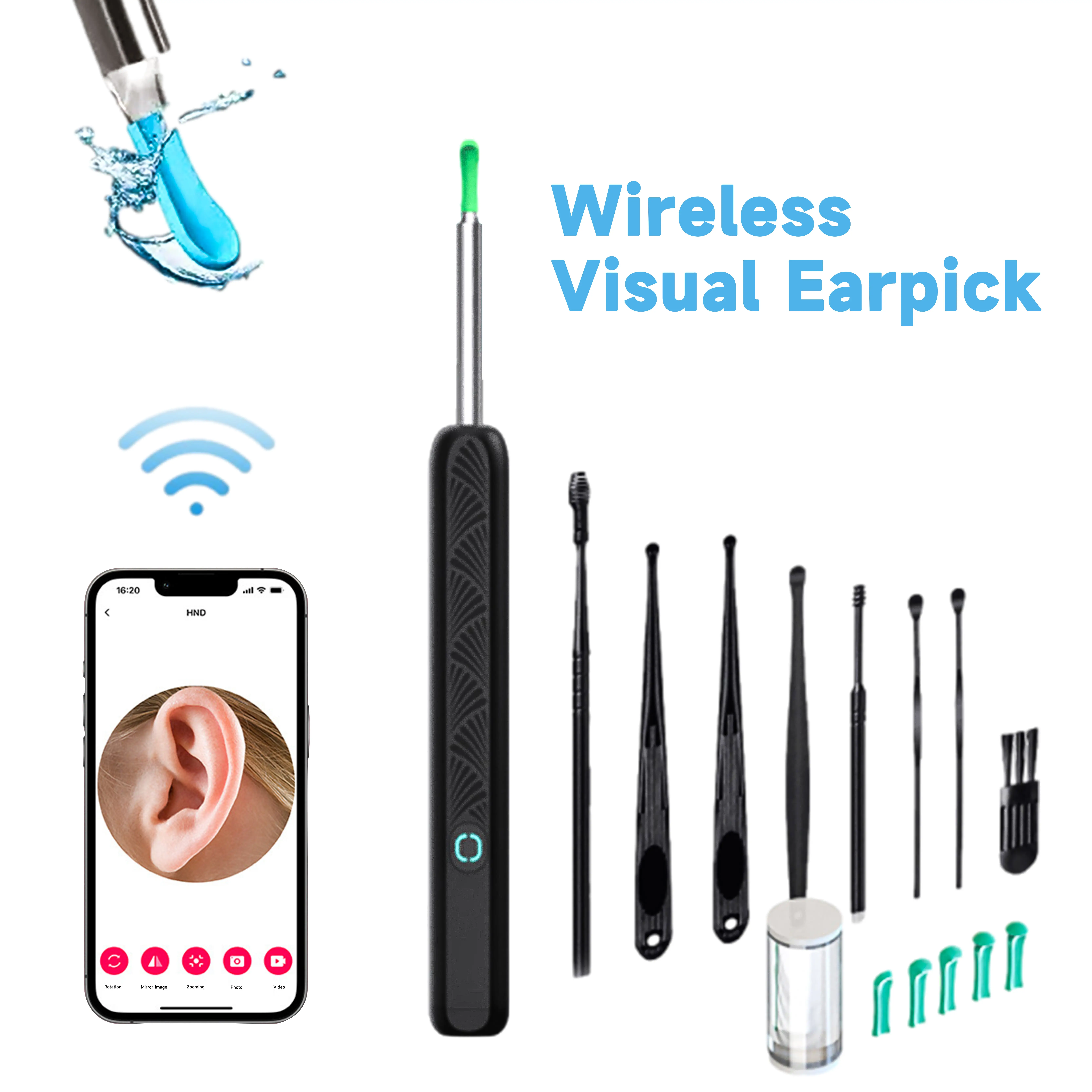 Ear Wax Removal Tool with Camera - Portable Type-C Rechargeable Earpick, Waterproof Endoscope with HD Camera, 360° Wide Angle, Compatible with iPhone