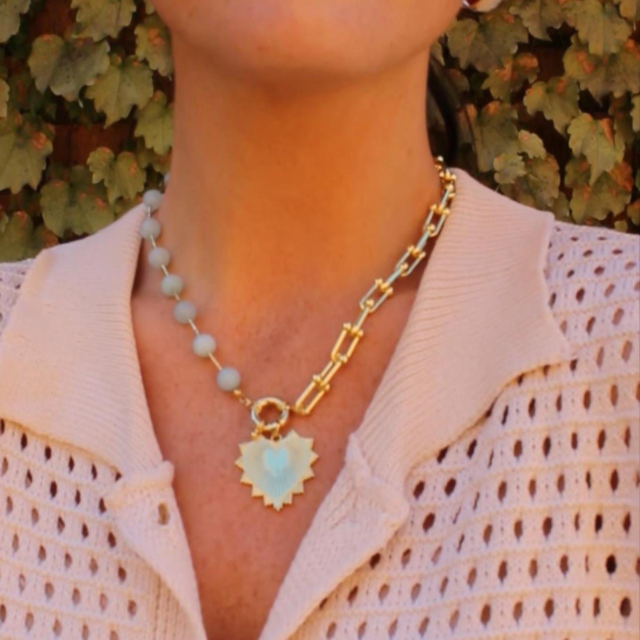 Intricate Heart Charm Necklace - Ivory