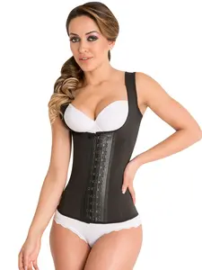 Sports Latex Vest Waist Cincher Trainer Corset Black Chaleco Latex Fajas Colombianas 203B
