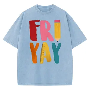 Digitex Unisex Acid Washed "Friday" Cartoon Graphic Tee, Heavy Cotton Short Sleeve Crew Neck Shirt for Casual Wear, Parties, Celebrations and Daily Comfort