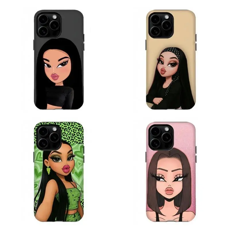 Trendy Bratz-Inspired Phone Case - Multiple Cute Designs Tough phone case,for iPhone 16 15 14 13 12 11 17Pro Max,for Samsung S25 S24 S23 S22 Ultra,Gifts For Fans Men Women, Phone Accessories