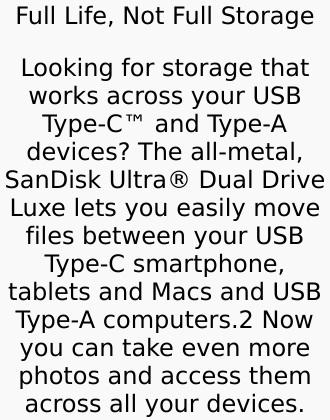 SanDisk Ultra Dual Drive Luxe 1TB USB Type-C Flash Drive, 1TB Capacity Dual Port Storage Device, Model SDDDC41T00A46