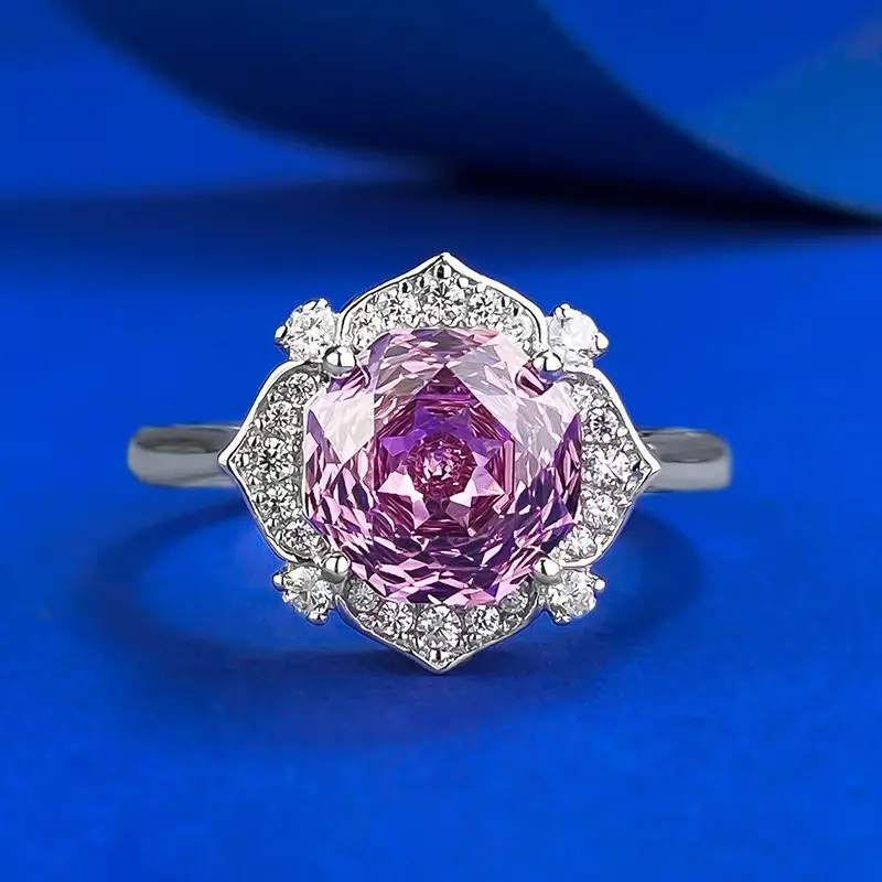 【982】New Year Promo Millennium Cut 2CT Purple Zirconia Ring | 1000-Facet Precision + Artisan Floral Halo Setting