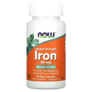 NOW Foods Iron, 36 mg, 90 Veg Capsules