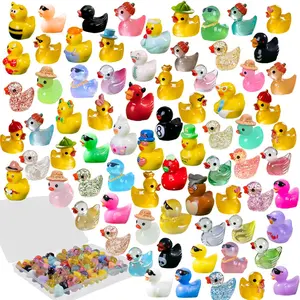 80 Pcs Multicolor Mini Resin Ducks with Storage Box, Tiny Ducks to Hide, Little Ducks Figurines Miniature Ducks