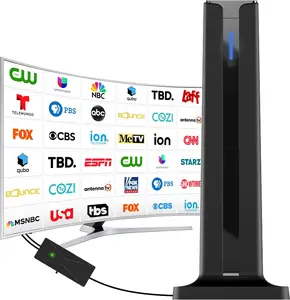 [USA Stock] - Digital TV Antenna for Smart TV Indoor,2025 TV Antenna with Stick Base, 360°&Long Range Reception HDTV Antenna for Local Channels, Easy Installation Antennas for TVs Without Cable (7.0 in)