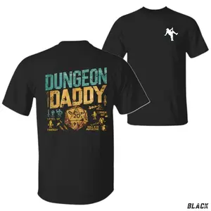 Dungeon Daddy T-Shirt - Bold D20 Dice and Fantasy Icons Graphic, Funny DnD Shirt for Gamer Dads, Gift Tee for Father's Day-Gift Christmas-men's shirt