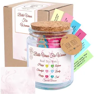 Verse Jar for Women, Christian Gifts for Women Color Coded Scripture Jar for Emotional Support & Encouragement Graduation Gifts for Inspirational Birthday  for Mom Grandma Wife