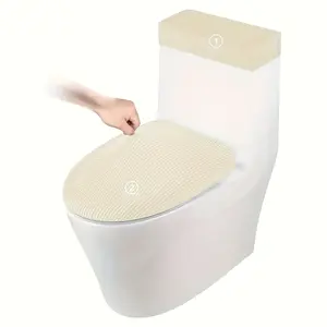 A Double-Piece Zippered Toilet Seat Cover with a Handle, Thickened for Warmth in Autumn And Winter, And Suitable for General Use As a Decorative Toilet Cushion