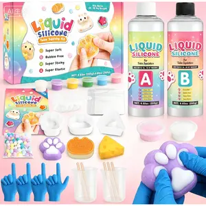 Cat Paw Squishy Kit - 18OZ Rubber with Guided, Bubble Free and Faster Fully Cures - FuFu Squishy Kit with Mold, Flocking Powder - Stress Relief Entertainment