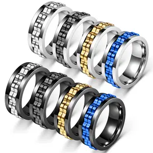 Men's stainless steel fidget spinner ring, cool spinning ring, men's de-stressing ring