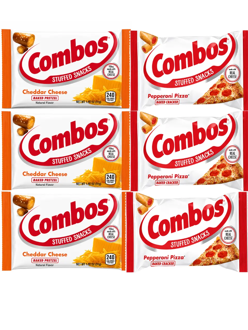 Combos Stuffed Snacks 6 Pack | Pepperoni Pizza, Cheddar Cheese or Variety Pack | Baked Cracker & Pretzel Snacks | NYC Bodega Favorite | NY Snack Pantry