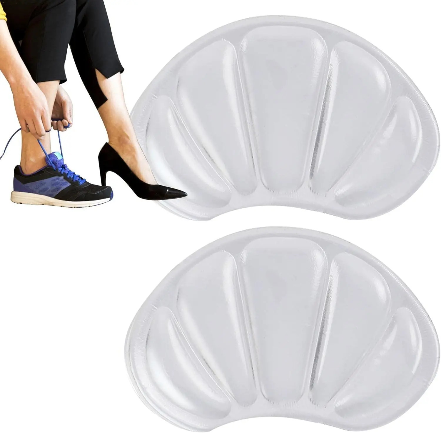 2PCS Soft Gel Forefoot Pad Insoles & Heel Liners - Anti-Slip Ball of Foot Cushion Shoe Inserts for High Heels, Blister Relief & Pain Relief, Blister Relief Insoles & Heel Liners