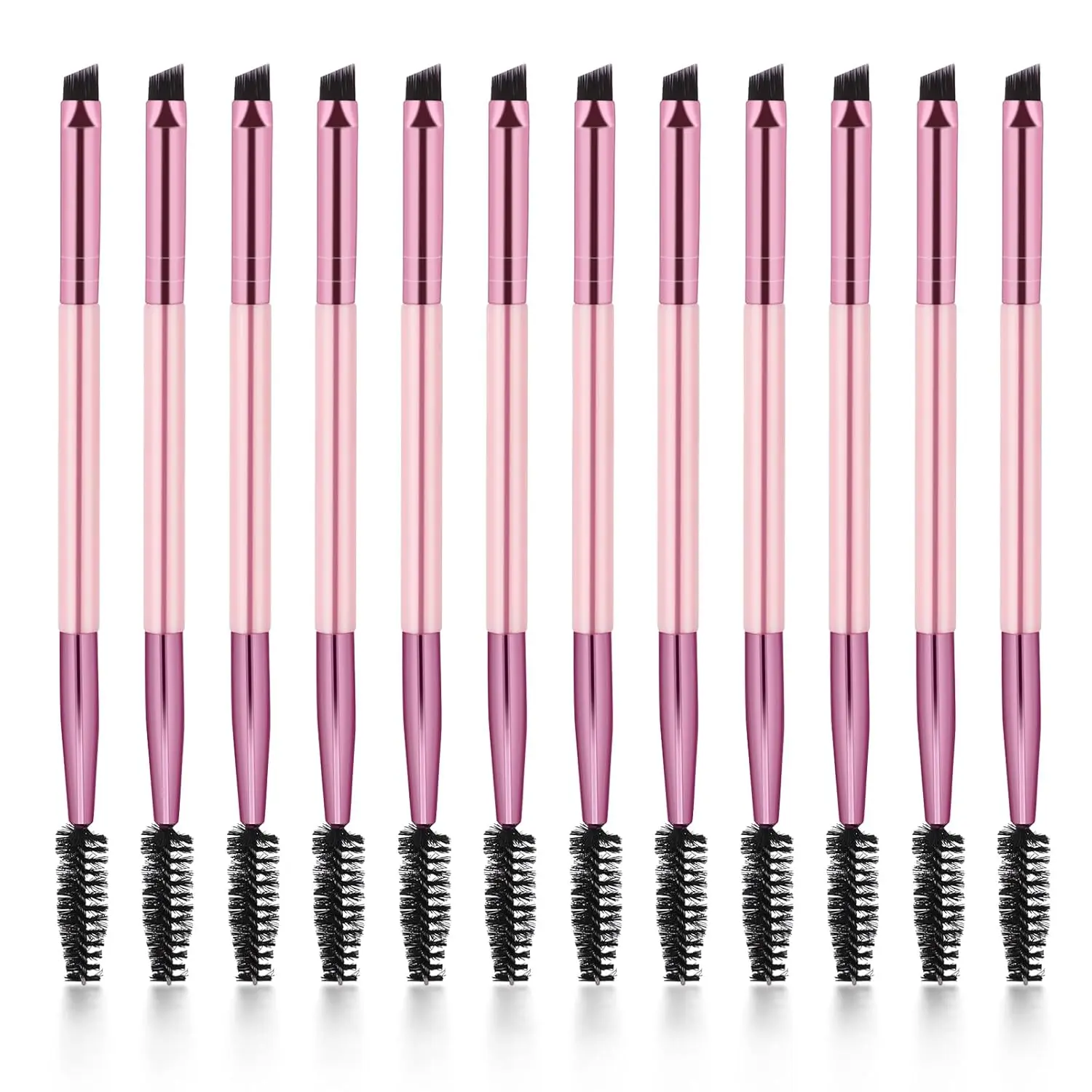 12 Pieces Dual-Ended Brow Brush, Eyebrow Brush, Angled Eye Brow Brush and Spoolie Brush, Shaping & Filling Eyebrows, Eyebrow Spoolie Brush,Brow Brush, for Precise Brow Brushing,summerwins