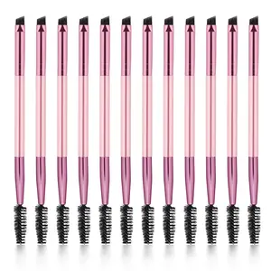 12 Pieces Dual-Ended Brow Brush, Eyebrow Brush, Angled Eye Brow Brush and Spoolie Brush, Shaping & Filling Eyebrows, Eyebrow Spoolie Brush,Brow Brush, for Precise Brow Brushing