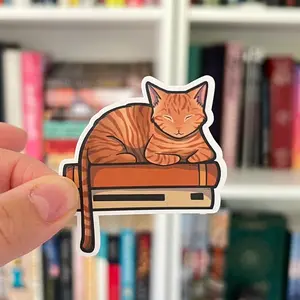 Bookshelf Cat Sticker | Kindle Sticker
