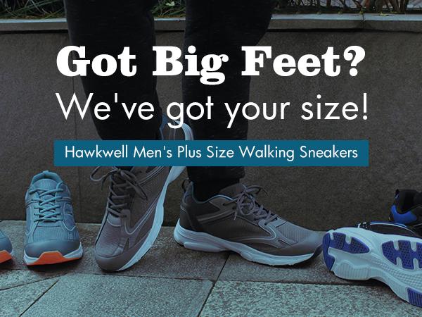 Hawkwell Men's Big Size Plus Size Casual Lightweight Walking Sneakers Sports Shoes
