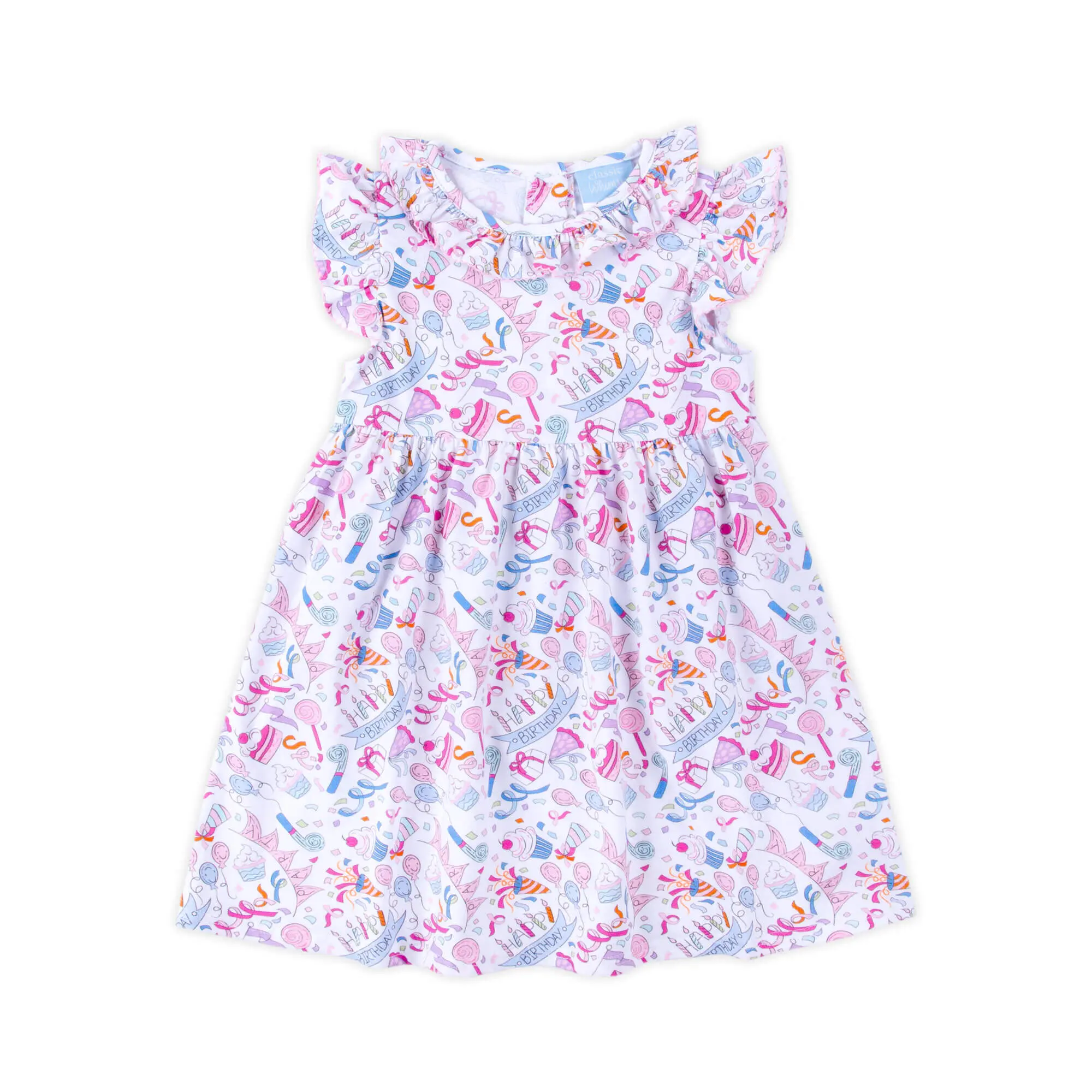 Birthday Girl Ruffle Collared Dress - Soft Knit Girls Bday Outfit