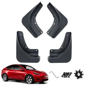 2026 Upgraded Fits for Tesla Model Y 2021-2024 Mud Flaps Splash Guards, Car Fender Set Vehicle Sediment Protection No Drilling No Tape Mudflaps Tire Protector Mudflaps All Weather Car Exterior Accessories (Set of 4)