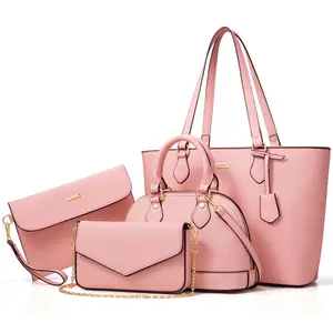 BAGSURE Women’s 4PCS Purses Set - Synthetic Leather Fashion Tote Bags(Largest bag: 10.5 x 13 inches), Crossbody Bag & Wallet Combo, Durable Organizer, Womens Gifts, Accessories for Women