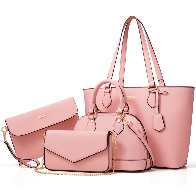 BAGSURE Women's 4PCS Synthetic Leather Purses Gift Set - Fashion Design Tote (Largest:10.5x13in), Crossbody Bag, Wallet Combo, Durable Organizer, Smooth Stitching, Bags on a Budget, Girlfriend Gifts
