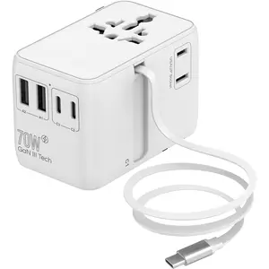 70W Charger with USB-C & USB-A Multiple Ports - Travel Adapter Use in Hotels Airports & Cruises - Type-C & A Safe for Phones & Cameras, A Reliable Choice for Users in Daily Travel