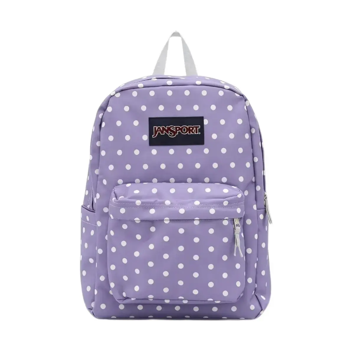 Retro Girly Aesthetic JanSport Backpack Light Purple Base White Polka Dots Large Capacity Aesthetic School Backpack For Teen Girls