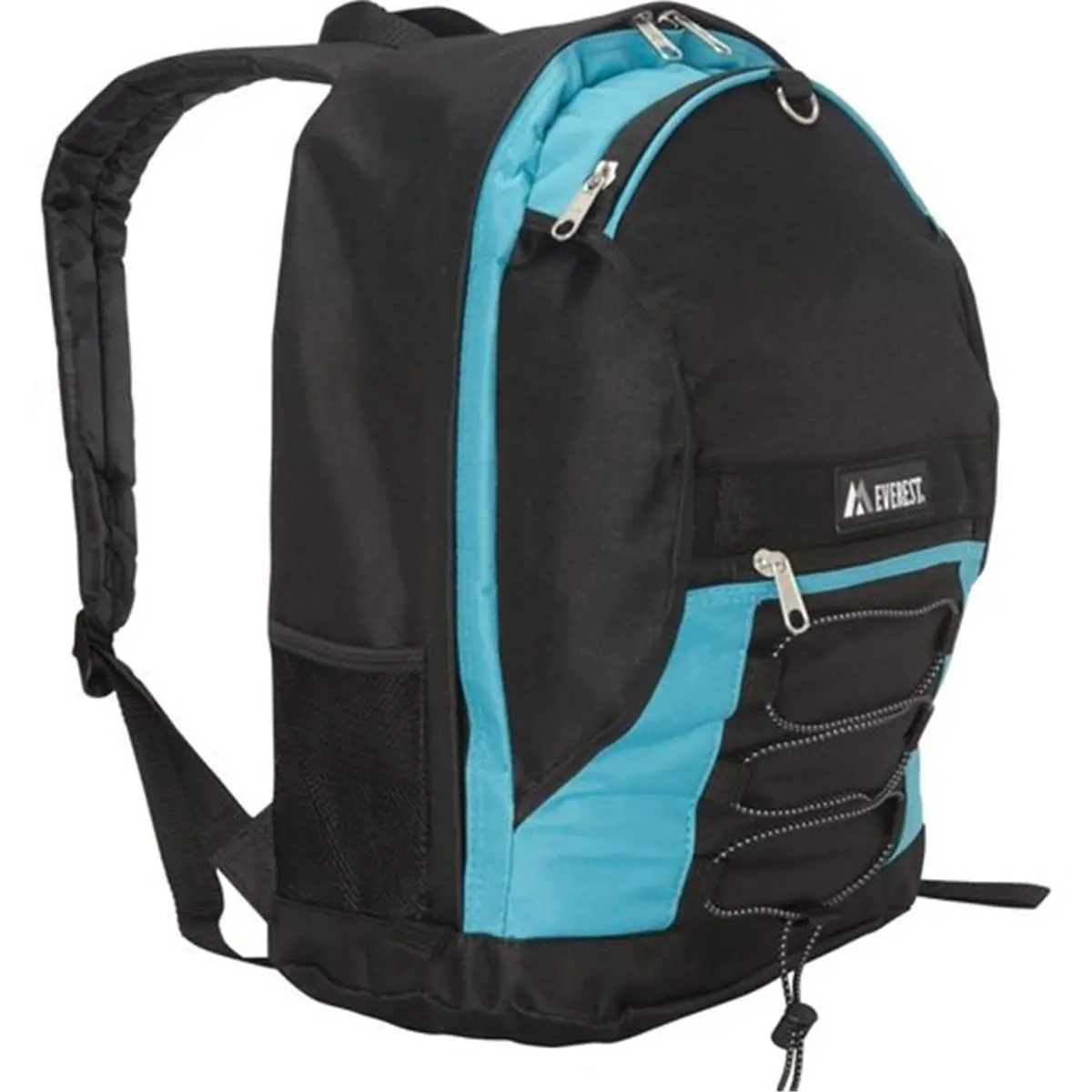 212 MAIN Everest 3045SH-TURQ-BK 2-Tone Backpack, Bulk Storage, Sporty Design, Zip Closure, Mesh Pockets - Turquoise-Black