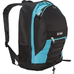 212 MAIN Everest 3045SH-TURQ-BK 2-Tone Backpack, Bulk Storage, Sporty Design, Zip Closure, Mesh Pockets - Turquoise-Black